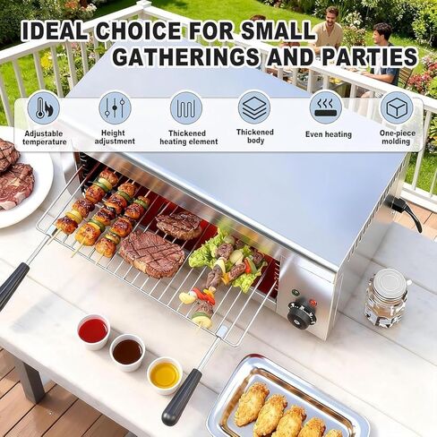 2000W Salamander Broiler, Electric Steak Broiler, Cheese Melter Grill with 2 Detachable Grill Racks, Stainless Steel Food Heater for Home and Commercial in Kuwait