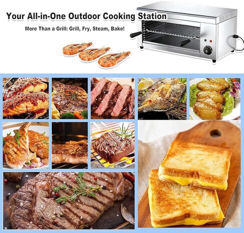 2000W Salamander Broiler, Electric Steak Broiler, Cheese Melter Grill with 2 Detachable Grill Racks, Stainless Steel Food Heater for Home and Commercial in Kuwait