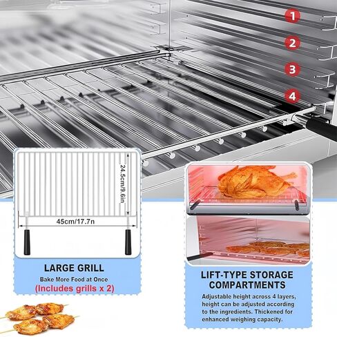 2000W Salamander Broiler, Electric Steak Broiler, Cheese Melter Grill with 2 Detachable Grill Racks, Stainless Steel Food Heater for Home and Commercial in Kuwait