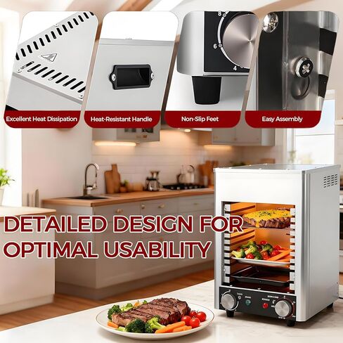 Smokeless Infrared Electric Broiler, 1700W Kitchen Counter Cooker, Time Temperature Adjustable for Homes, Kitchens Preparing Various Foods in Kuwait