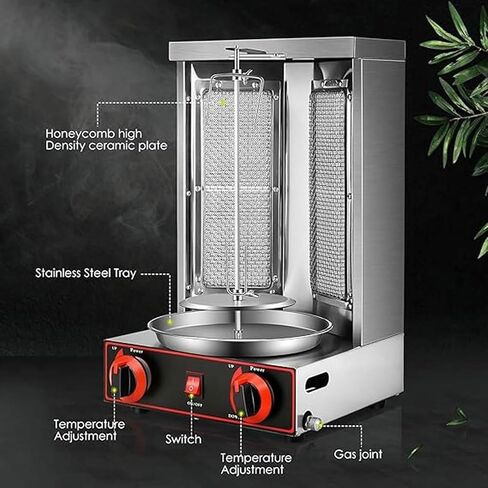 Commercial Vertical BBQ Machine, Rotating Automatic Propane Broiler, Rotisserie Oven Doner Kebab Grill Machine, for Restaurant Home Kitchen Use in Saudi Arabia