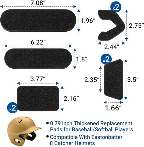 طقم حشوة الخوذة لخوذات إيستون للضرب والالتقاط، وسادات خوذة إسفنجية ناعمة بسمك 0.79 بوصة للاعبي البيسبول والكرة اللينة للتدريب الشتوي للشباب، بطانة وسادة خوذة كرة القدم العالمية in Kuwait