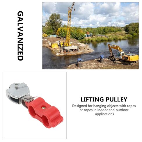 Gadpiparty 5pcs Steel Wire Rope Pulley Block Set for Hoisting and Lifting, Heavy Duty Chain Lifting Pulley with Semi-Plastic Sheave, Industrial Wire Rope Hoist Tool for Workshop and Material in Saudi Arabia