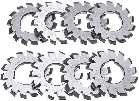 مجموعة قطع التروس HSS M1 8 قطعة من الفولاذ عالي السرعة 22 مللي متر تتحمل 20 درجة PA20 لطحن التروس والقطع الدقيق لأشغال المعادن in Kuwait