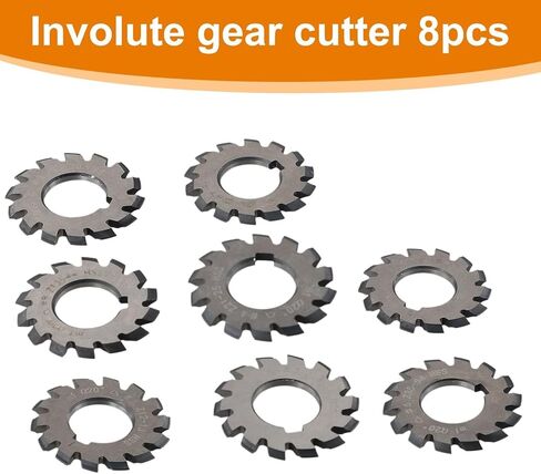 مجموعة قطع التروس HSS M1 8 قطعة من الفولاذ عالي السرعة 22 مللي متر تتحمل 20 درجة PA20 لطحن التروس والقطع الدقيق لأشغال المعادن in Kuwait