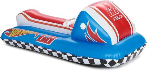 FUNBOY & Hot Wheels 50 بوصة زلاجة ثلج شتوية قابلة للنفخ للأطفال، 1-2 راكبين مع مسارات قاعدة مطاطية مخددة، ومقبضين، وحبل سحب يدوي in Kuwait