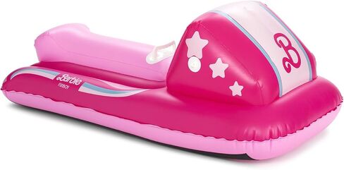 FUNBOY & Hot Wheels 50" Kids Inflatable Skimobile Winter Snow Sled, 1-2 Riders with Grooved Rubber Base Tracks, 2 Handles, and Hand Pull Rope in Kuwait