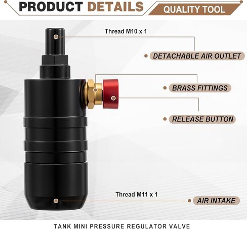 Zonon Mini Pressure Regulator Valve, Compatible with 580g 615g 640g 2.2l 3.3l 4.4l Tank, Portable Metal Air Regulator with Push Button Release in Saudi Arabia