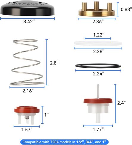 Solimeta 720A Pressure Vacuum Breaker Repair Kit and Bonnet Repair Kit, Universal Repair Kit for 1/2", 3/4", 1"- Pressure Vacuum Breaker Assembly in Kuwait