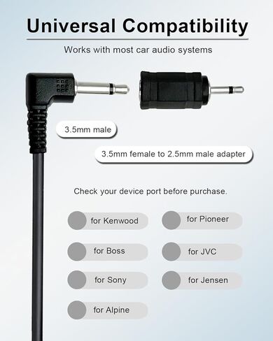 3.5mm Microphone HD Voice Assembly Car Radio Replacement Mic for Pioneer Kenwood Boss JVC Sony Jensen Alpine for Vehicle Head Unit Stereo DVD CD GPS,9.86ft Cable Mic with 3.5mm to 2.5mm Adapter in Saudi Arabia
