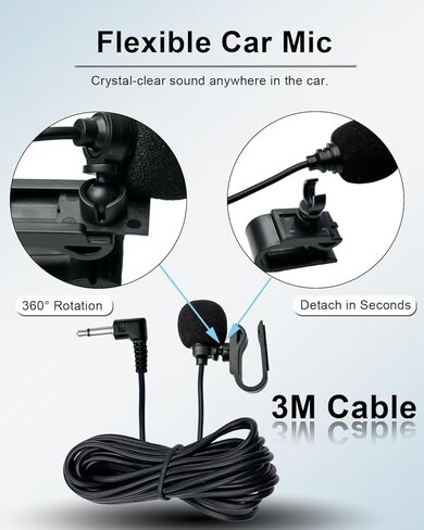 3.5mm Microphone HD Voice Assembly Car Radio Replacement Mic for Pioneer Kenwood Boss JVC Sony Jensen Alpine for Vehicle Head Unit Stereo DVD CD GPS,9.86ft Cable Mic with 3.5mm to 2.5mm Adapter in Saudi Arabia