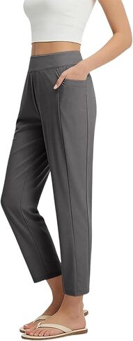 Women's Pants Ankle 7/8 Golf Pants with Pockets Stretchy Petite Travel Pants High Waisted Work Business Casual Slacks in Saudi Arabia