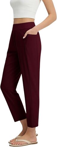 Women's Pants Ankle 7/8 Golf Pants with Pockets Stretchy Petite Travel Pants High Waisted Work Business Casual Slacks in Saudi Arabia