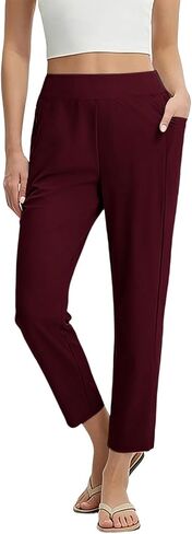 Women's Pants Ankle 7/8 Golf Pants with Pockets Stretchy Petite Travel Pants High Waisted Work Business Casual Slacks in Saudi Arabia