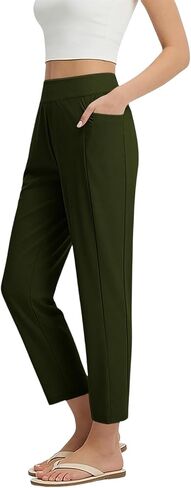 Women's Pants Ankle 7/8 Golf Pants with Pockets Stretchy Petite Travel Pants High Waisted Work Business Casual Slacks in Saudi Arabia