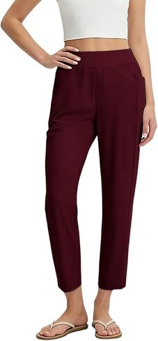 Women's Pants Ankle 7/8 Golf Pants with Pockets Stretchy Petite Travel Pants High Waisted Work Business Casual Slacks in Saudi Arabia