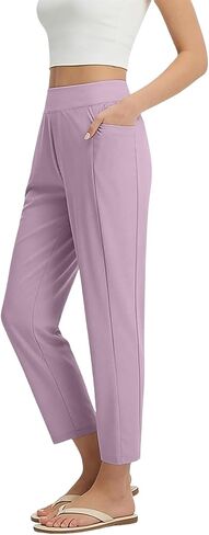 Women's Pants Ankle 7/8 Golf Pants with Pockets Stretchy Petite Travel Pants High Waisted Work Business Casual Slacks in Saudi Arabia