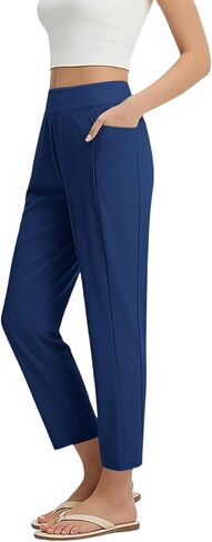 Women's Pants Ankle 7/8 Golf Pants with Pockets Stretchy Petite Travel Pants High Waisted Work Business Casual Slacks in Saudi Arabia