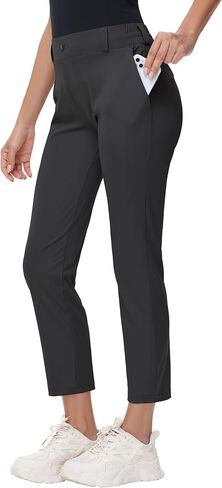 Women's 25" 27" Stretch Golf Pant - 7/8 Ankle Work Travel Teacher Casual Business Sweatpants with Belt Loops Zip Pocket in Saudi Arabia