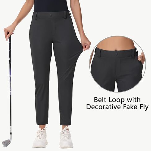 Women's 25" 27" Stretch Golf Pant - 7/8 Ankle Work Travel Teacher Casual Business Sweatpants with Belt Loops Zip Pocket in Saudi Arabia