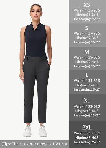 Women's 25" 27" Stretch Golf Pant - 7/8 Ankle Work Travel Teacher Casual Business Sweatpants with Belt Loops Zip Pocket in Saudi Arabia