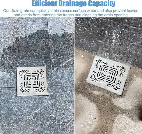 Outdoor Gutter Square Drainage Grate 10x10cm, 15x15cm, 20x20cm, 25x25cm, 30x30cm with Base, 304 Stainless Steel Outdoor Drain Cover for Garden(10cmx10cm(4"x4")) in Kuwait