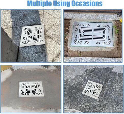 Outdoor Gutter Square Drainage Grate 10x10cm, 15x15cm, 20x20cm, 25x25cm, 30x30cm with Base, 304 Stainless Steel Outdoor Drain Cover for Garden(10cmx10cm(4"x4")) in Kuwait