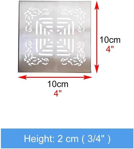 Outdoor Gutter Square Drainage Grate 10x10cm, 15x15cm, 20x20cm, 25x25cm, 30x30cm with Base, 304 Stainless Steel Outdoor Drain Cover for Garden(10cmx10cm(4"x4")) in Kuwait