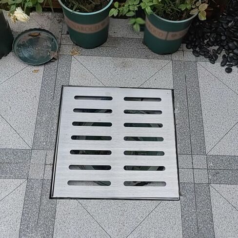 Outdoor Channel Stainless Steel Drainage Grate with Base, 10x10 20x20 30x30 40x40 50x50 60x60 cm, Outdoor Drainage Filter(60cmx60cm(23 5/8" x23 5/8")) in Kuwait