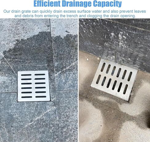 Outdoor Channel Stainless Steel Drainage Grate with Base, 10x10 20x20 30x30 40x40 50x50 60x60 cm, Outdoor Drainage Filter(60cmx60cm(23 5/8" x23 5/8")) in Kuwait