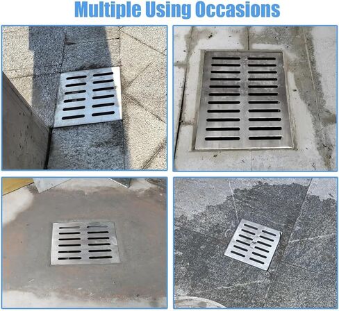 Outdoor Channel Stainless Steel Drainage Grate with Base, 10x10 20x20 30x30 40x40 50x50 60x60 cm, Outdoor Drainage Filter(60cmx60cm(23 5/8" x23 5/8")) in Kuwait