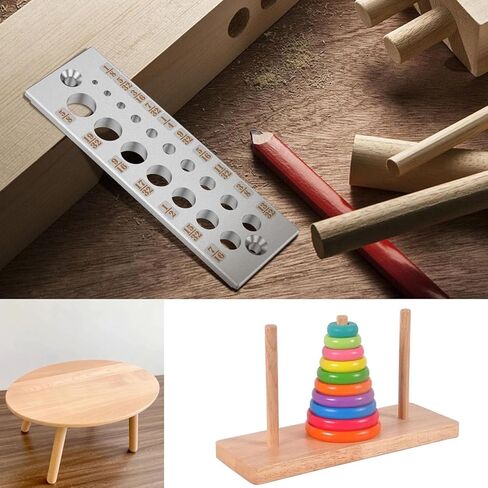 A2 Steel Dowel Plate, 16 Holes Metric Dowel Maker, 4mm to 16mm, Stainless Steel with Countersunk Holes and Step Design for Woodworking in Kuwait