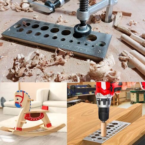 A2 Steel Dowel Plate, 16 Holes Metric Dowel Maker, 4mm to 16mm, Stainless Steel with Countersunk Holes and Step Design for Woodworking in Kuwait