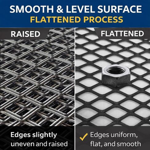 عبوتان من صفائح معدنية موسعة مسطحة مقاس 24 بوصة × 48 بوصة، شبكة فولاذية خام مقاس 11 بوصة، فتحة ماسية مقاس 1.25 بوصة × 0.6 بوصة، حواف ناعمة مزخرفة، فولاذ عالي التحمل لشبكات مدخن الشواء والمقطورات والمشروعات التي تصنعها بنفسك in Kuwait
