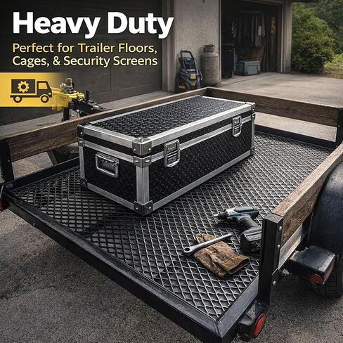 عبوتان من صفائح معدنية موسعة مسطحة مقاس 24 بوصة × 48 بوصة، شبكة فولاذية خام مقاس 11 بوصة، فتحة ماسية مقاس 1.25 بوصة × 0.6 بوصة، حواف ناعمة مزخرفة، فولاذ عالي التحمل لشبكات مدخن الشواء والمقطورات والمشروعات التي تصنعها بنفسك in Kuwait