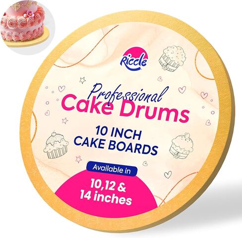 RICCLE 12 Inch Single Gold Cake Drum - Smooth-Edged Pack of 1 - Sturdy Boards Round - Bend Resistant Multi-Layered Base for Minimalist Displays in Kuwait