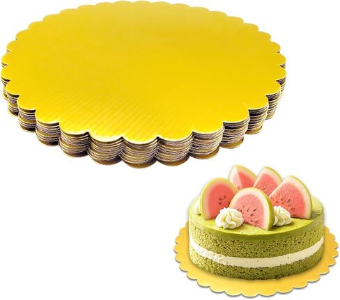 30 Pcs 10 inch Gold Cake Boards Round, Food-Graded Cardboard, Waterproof and Oil-Proof, Sturdy Corrugated, Ideal for Baking, Cake DIY, Dessert and Craftin in Kuwait