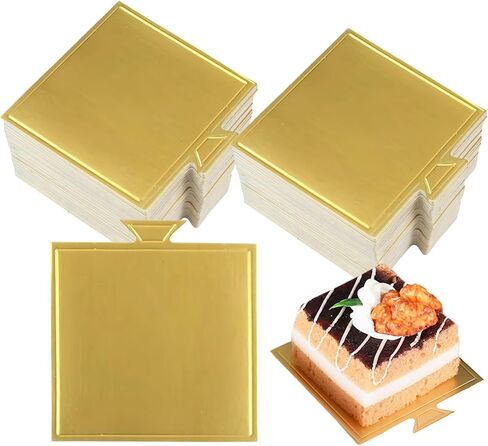 Mini Cake Boards,Square 3.54inch*3.3inch,50pcs Mousse Cupcake Base Paper Cupcake Dessert Displays Tray for Cake DIY, Baking Dessert Party Wedding Birthday in Saudi Arabia