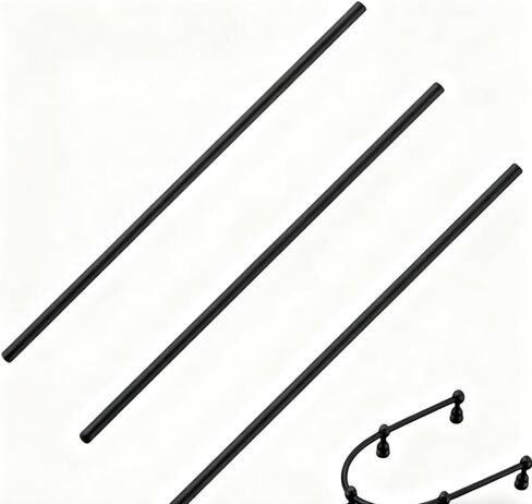 قضبان معرض للأرفف 3 قطع بقطر 1/5 بوصة وطول 39.3 بوصة أجهزة قضبان حديدية لخزانة العرض الزجاجية واستبدال عمود دوران الرف in Kuwait