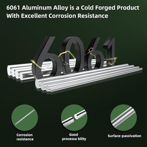 Aopin 2Pcs Aluminum Round Bar 6061 T651 Solid Aluminum Round Bar, Length 12 Inch (305mm), Dia 0.63 Inch (16mm), Round Aluminum Bar for Industrial and DIY Crafts in Saudi Arabia