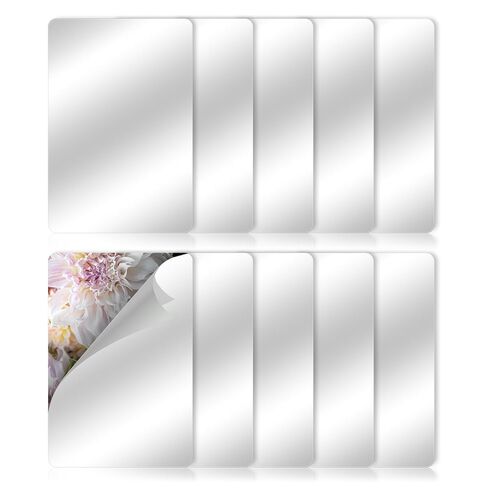 10 Pieces Plastic Shatterproof Mirror, 4 x 6 Inch Acrylic Mirror, Unbreakable Mirrors Non-Glass Safety Reflective, Double-Sided Mini Square Mirrors for Home Classroom DIY Crafts in Saudi Arabia