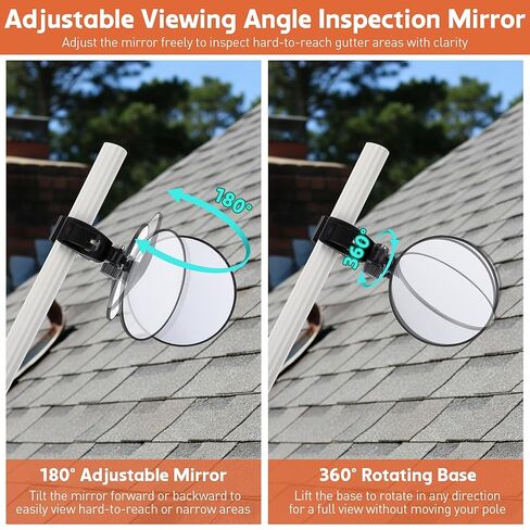 4.9'' Large Expandable Inspection Mirror, 180°Tilt & 360°Rotate Adjustable Inspection Mirror for Gutters, Roof, Duct, Under Vehicle in Saudi Arabia