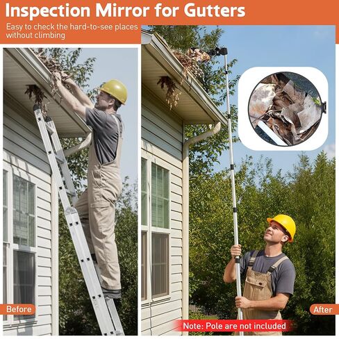 4.9'' Large Expandable Inspection Mirror, 180°Tilt & 360°Rotate Adjustable Inspection Mirror for Gutters, Roof, Duct, Under Vehicle in Saudi Arabia