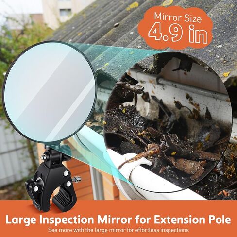 4.9'' Large Expandable Inspection Mirror, 180°Tilt & 360°Rotate Adjustable Inspection Mirror for Gutters, Roof, Duct, Under Vehicle in Saudi Arabia