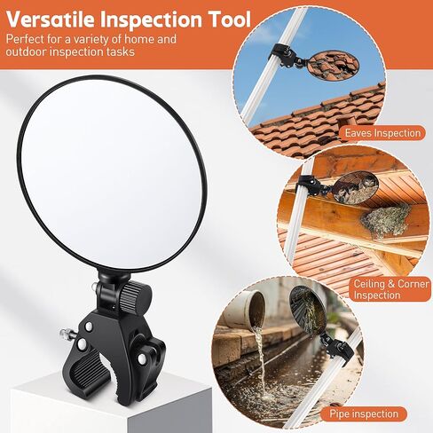 4.9'' Large Expandable Inspection Mirror, 180°Tilt & 360°Rotate Adjustable Inspection Mirror for Gutters, Roof, Duct, Under Vehicle in Saudi Arabia