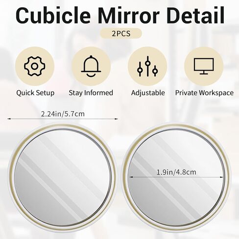 2 PCS Desk Mirror Office Cubicle, Adjustable Cubicle Mirror to See Behind You, Removable Computer Monitor Rearview Mirrors, 2.2 Inch in Saudi Arabia