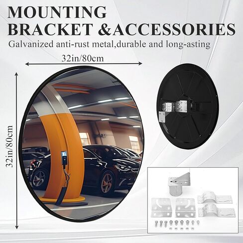 32" Convex Traffic Mirror - Outdoor & Indoor Safety Mirror for Blind Spots, Driveway Security, Garages, Warehouses & High-Traffic Areas, Acrylic Solution in Kuwait