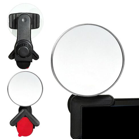 TSUYA Clip-On Monitor Mirror for Rear View, Fits Computer Monitors and Laptops, Office Desk and Cubicle, 1-Pack (3.14") in Kuwait