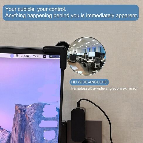 TSUYA Clip-On Monitor Mirror for Rear View, Fits Computer Monitors and Laptops, Office Desk and Cubicle, 1-Pack (3.14") in Kuwait