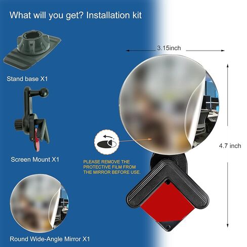 TSUYA Clip-On Monitor Mirror for Rear View, Fits Computer Monitors and Laptops, Office Desk and Cubicle, 1-Pack (3.14") in Kuwait